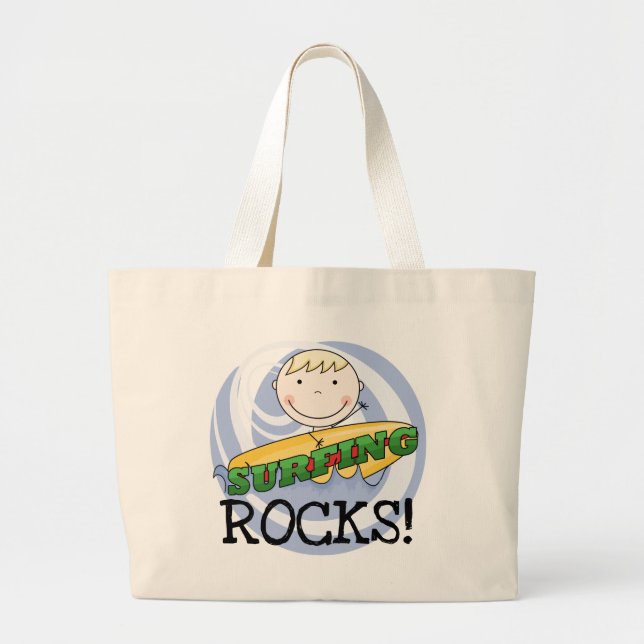 Bolso De Tela Gigante Rocas que practican surf - camisetas y regalos (Frente)