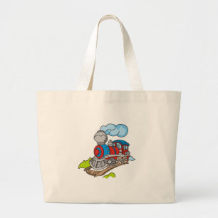 Bolso De Tela Gigante Rojo y tren azul