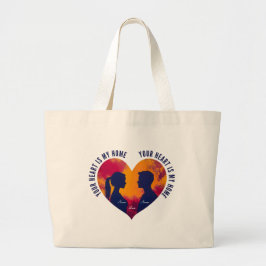 Bolso De Tela Gigante Romantic Couple Silhouette Sunset Heart Jumbo Tote