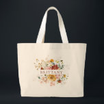 Bolso De Tela Gigante Romantic Floral Bridesmaid Tote Bag<br><div class="desc">Una acuarela de flores variadas es la inspiración de esta elegante bolsa de tetas. Simplemente personaliza con el nombre de la dama de honor y tienes un regalo hermoso y útil. Seguro que te convertirás en un tesoro conservador de tu día de bodas.</div>