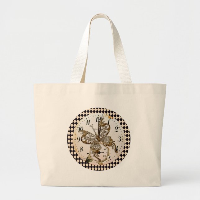 Bolso De Tela Gigante Ronda de mariposa de Steampunk (Frente)
