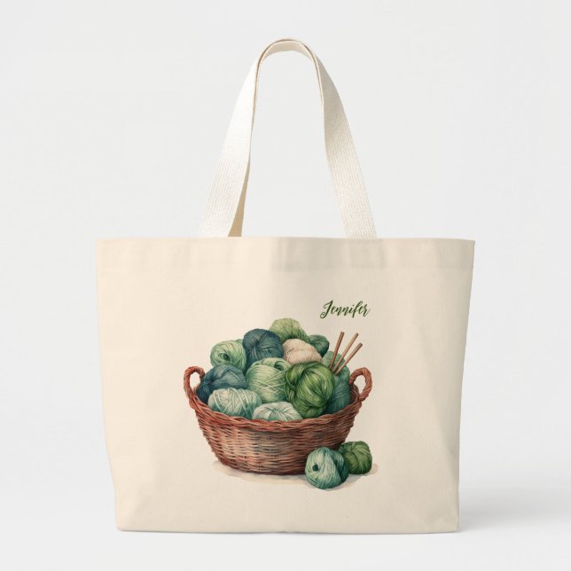 Bolso De Tela Gigante Ropa de Tote personalizada Yarn (Frente)