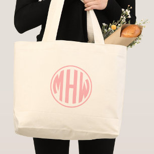 Bolso De Tela Gigante Rosa 3 monograma inicial fuente DIY BG