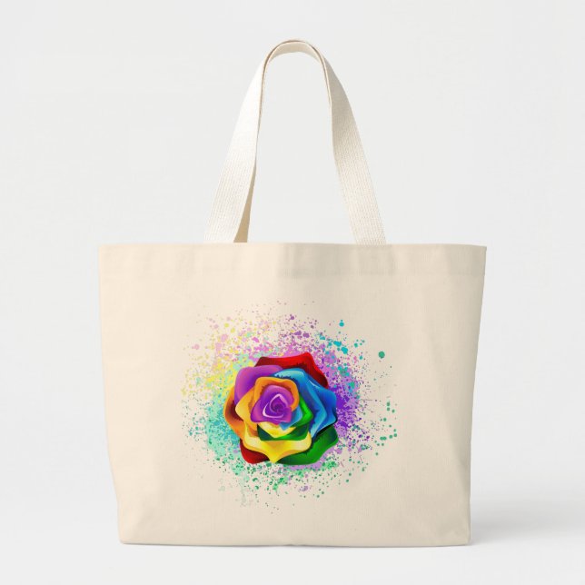 Bolso De Tela Gigante Rosa Arcoíris Colorida (Frente)