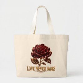 Bolso De Tela Gigante Rosa de Cristal Rubí - El Amor Nunca se Desvanece