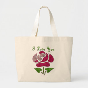 Bolso De Tela Gigante Rosa de esténcil rosa te amo