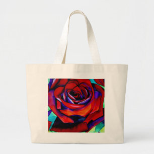 Bolso De Tela Gigante Rosa de pasión rojo acuarela original