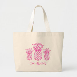 Bolso De Tela Gigante Rosa Preparado Piña Tropical Personalizado