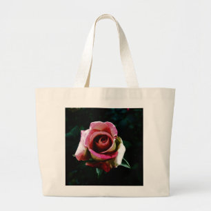 Bolso De Tela Gigante Rosa roja pintada al óleo