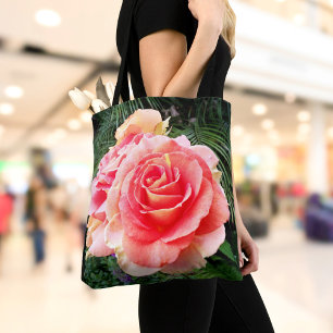 Bolso De Tela Gigante rosa rosa claro foto de cierre de flor mod