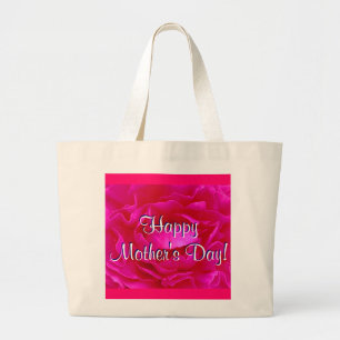 Bolso De Tela Gigante Rosa rosa del Día de la Madre Feliz