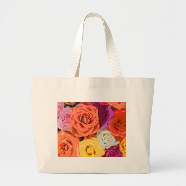 Bolso De Tela Gigante Rosas (Frente)