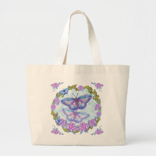 Bolso De Tela Gigante Rosas de mariposa Tote Bag