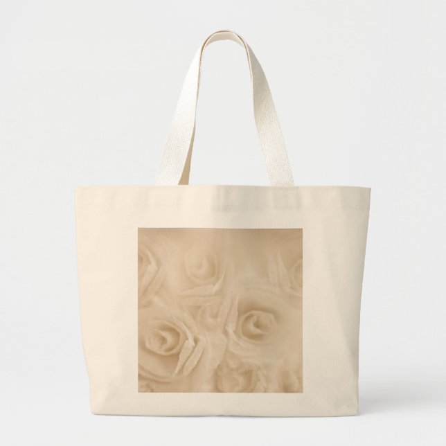 Bolso De Tela Gigante Rosas de Papel Sepia (Frente)