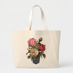 Bolso De Tela Gigante Rosas Flor Victoriana florida ramo de rosa