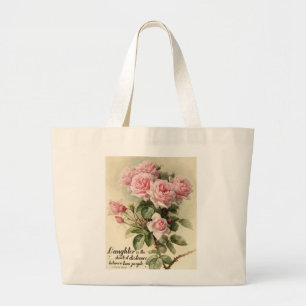 Bolso De Tela Gigante Rosas rosados elegantes lamentables del Victorian