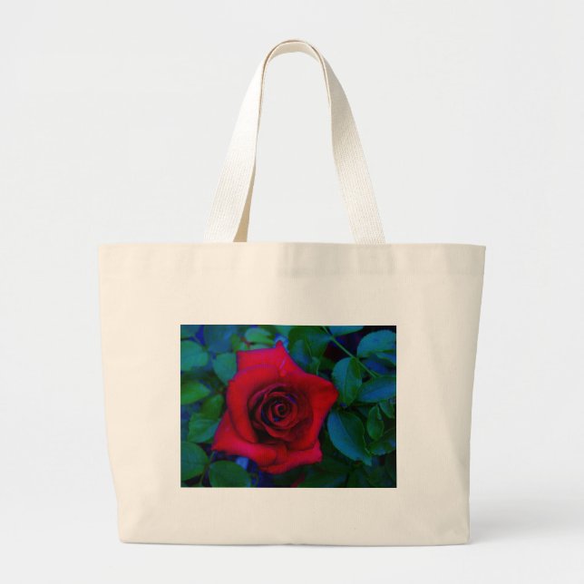 Bolso De Tela Gigante Roses rojos con tonos azules (Frente)
