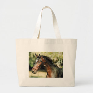 Bolso De Tela Gigante Rostro de mosaicos de caballos