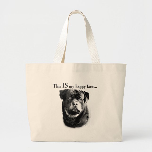 Bolso De Tela Gigante Rottweiler Happy Face (Frente)