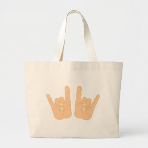 Bolso De Tela Gigante Rótulo de la mano del rock-and-roll