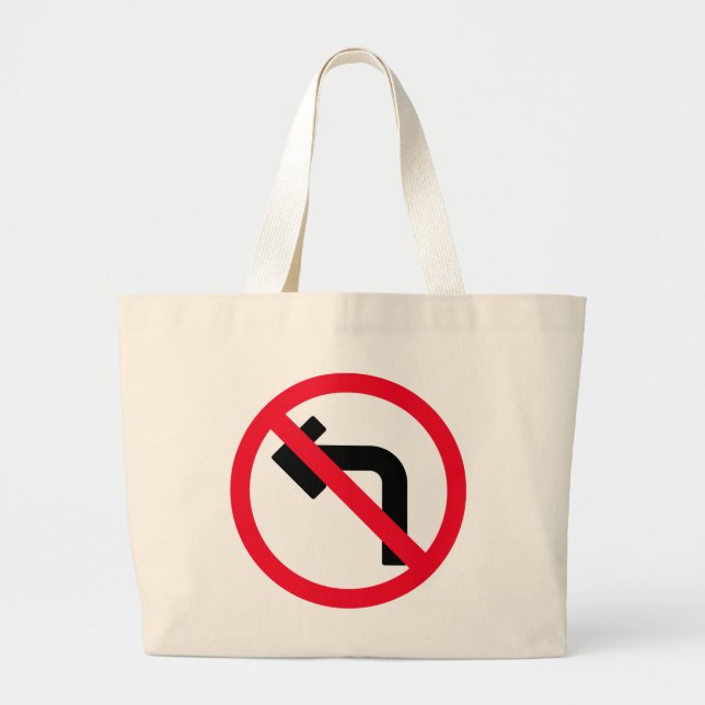 Bolso De Tela Gigante Rótulo Jumbo Tote Bag Prohibido Giro Izquierdo (Frente)