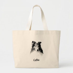 Bolso De Tela Gigante Rough Collie Charcarbón