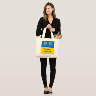 Bolso De Tela Gigante Royal Blue Gold "Slava Ukraini" Ukraine Support
