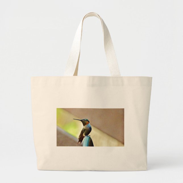 Bolso De Tela Gigante Ruby encaramado y colibrí verde (Frente)