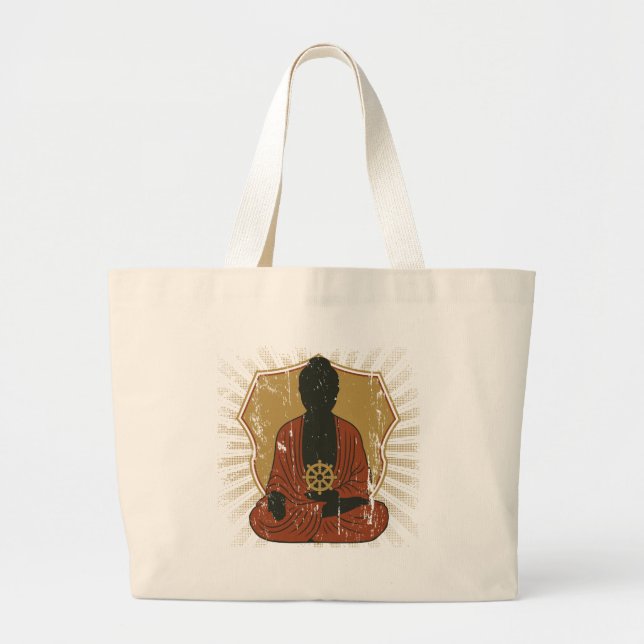 Bolso De Tela Gigante Rueda Meditating de Buda Dharma (Frente)