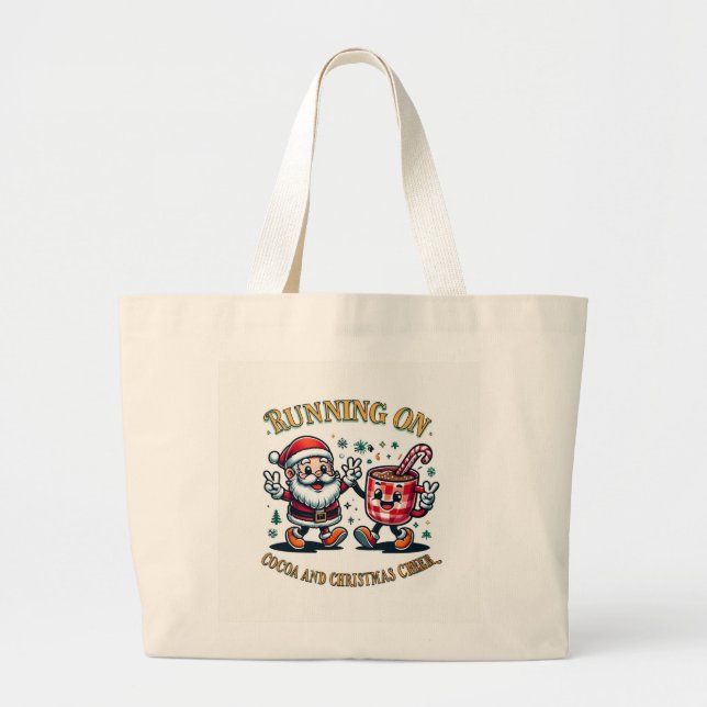 Bolso De Tela Gigante Runnin on Christmas Cheer Large Bag (Frente)