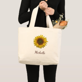 Bolso De Tela Gigante Rustic Sunflower Boho Elegant Script 