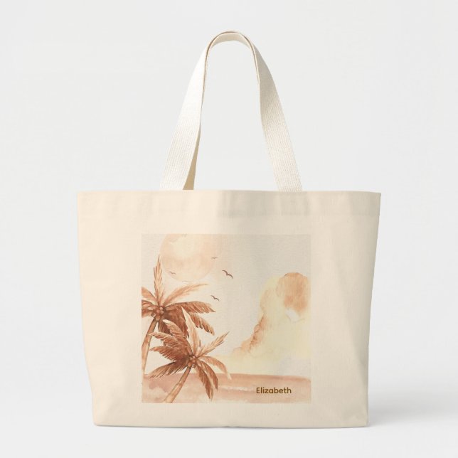 Bolso De Tela Gigante Rustic Tropical Palms (Frente)