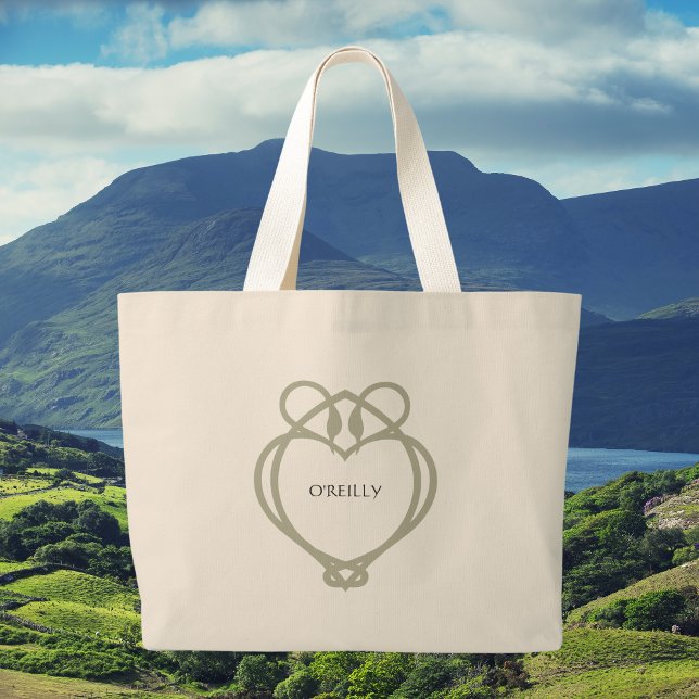 Bolso De Tela Gigante Sage Green Irish Celtic Swan Love Knot Surname (Subido por el creador)