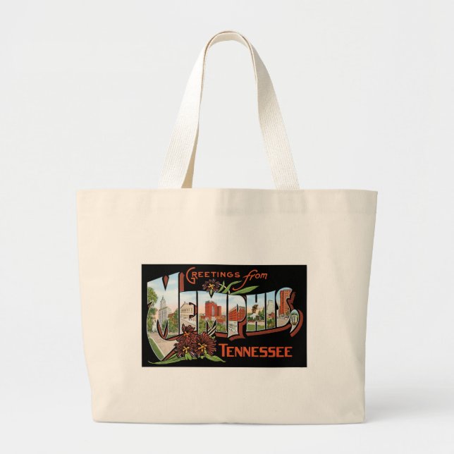Bolso De Tela Gigante ¡Saludos de Memphis, Tennessee! Postal retra (Frente)