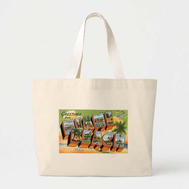Bolso De Tela Gigante ¡Saludos de Miami Beach, la Florida! (Frente)