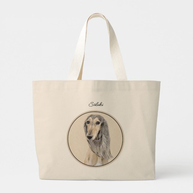 Bolso De Tela Gigante Saluki Pintar Fawn Sable Cute Original Dog Art (Reverso)