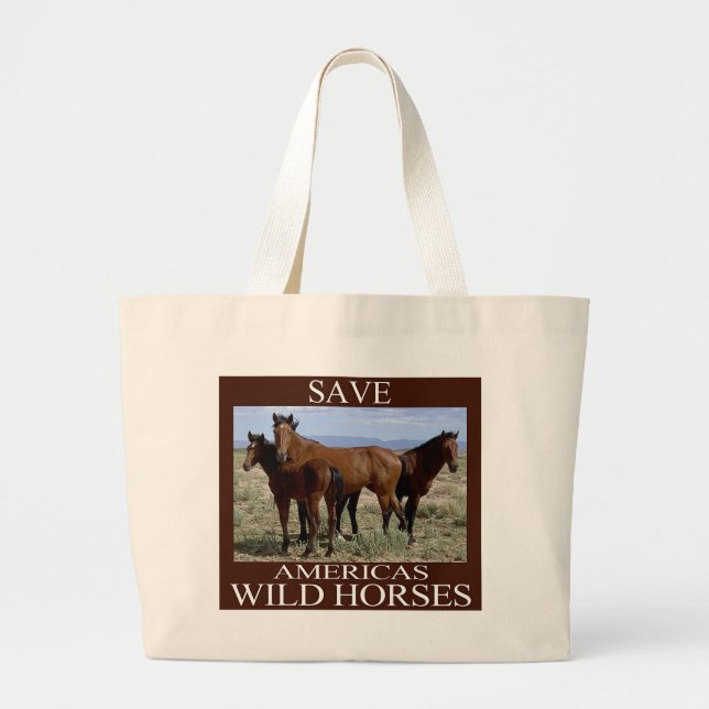 Bolso De Tela Gigante Salvar a los caballos salvajes (Frente)