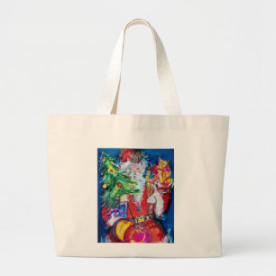 BOLSO DE TELA GIGANTE SANTA CON NAVIDAD Y REGALOS
