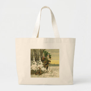 Bolso De Tela Gigante Santa Navideño Vintage Árbol de Navidad Victoriano