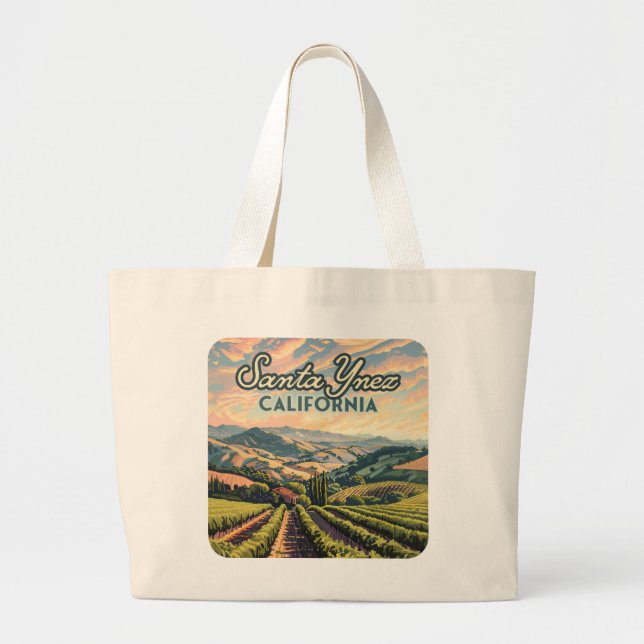 Bolso De Tela Gigante Santa Ynez California Vineyard Retro (Frente)