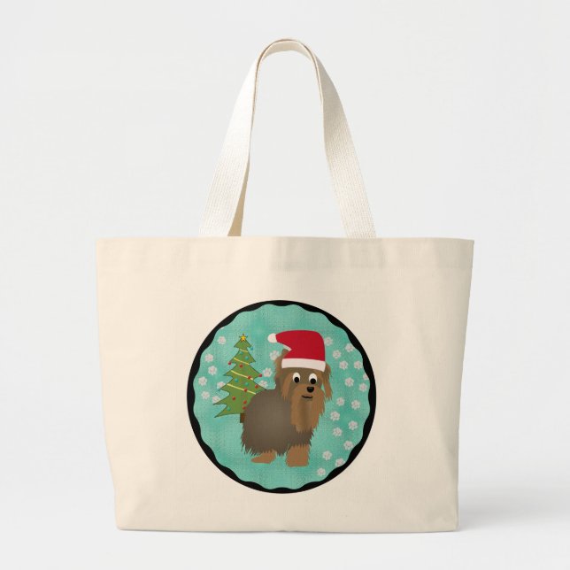 Bolso De Tela Gigante Santa Yorkshire Terrier (Frente)