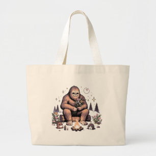 Bolso De Tela Gigante Sasquatch sosteniendo flores