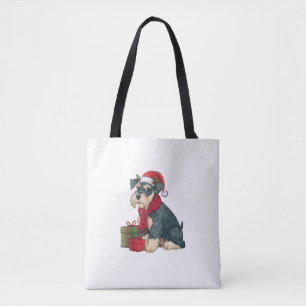Bolso De Tela Gigante Schnauzer Navidades de perro Fiestas festi