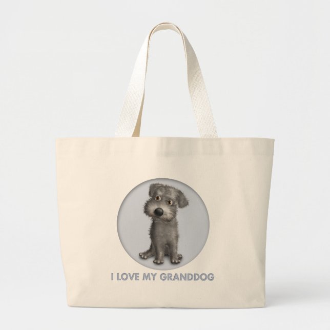 Bolso De Tela Gigante Schnoodle Granddog (gris) (Frente)