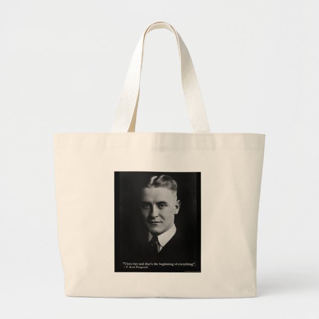 Bolso De Tela Gigante Scott Fitzgerald "Love/Beginning" Quote Gifts Etc (Frente)