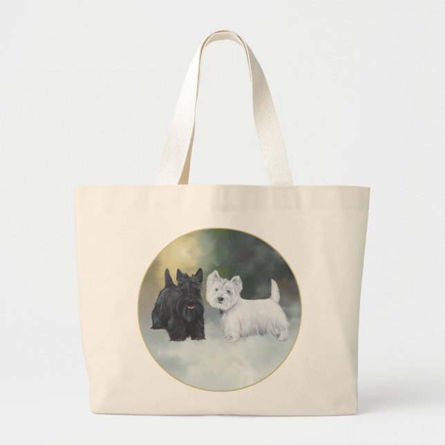 Bolso De Tela Gigante Scottie Westie Wintertime (Frente)