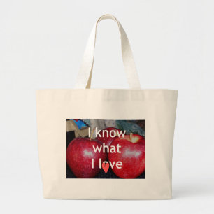 Bolso De Tela Gigante "Sé Lo Que Me Encanta" - Diseño De Apple