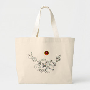 Bolso De Tela Gigante SEA DRAGON RUBY, rojo negro y blanco