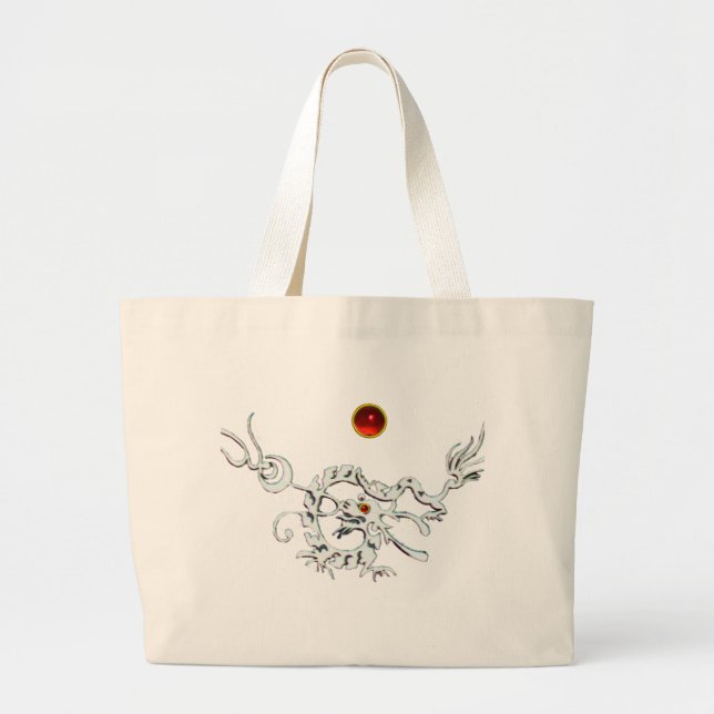 Bolso De Tela Gigante SEA DRAGON RUBY, rojo negro y blanco (Frente)