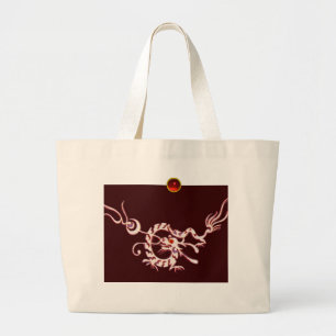 Bolso De Tela Gigante SEA DRAGON RUBY, rojo negro y blanco
